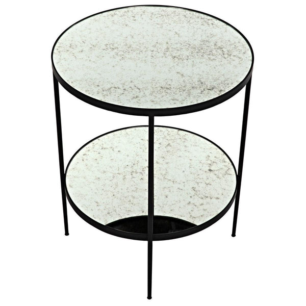 Noir Furniture Anna Side Table, Black Metal with Antique Glass-Noir Furniture-Blue Hand Home