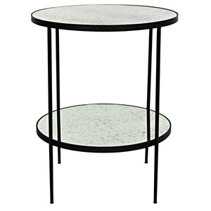 Noir Furniture Anna Side Table, Black Metal with Antique Glass-Noir Furniture-Blue Hand Home