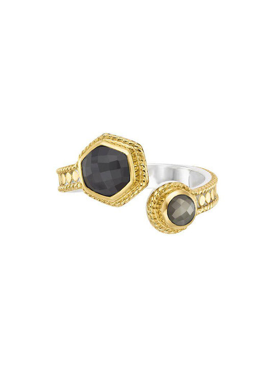 Anna Beck Grey Sapphire & Pyrite Open Ring Gold - Limited Edition