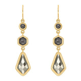 Anna Beck Grey Sapphire & Pyrite Kite Triple Drop Earrings - Gold-Anna Beck Jewelry-Blue Hand Home