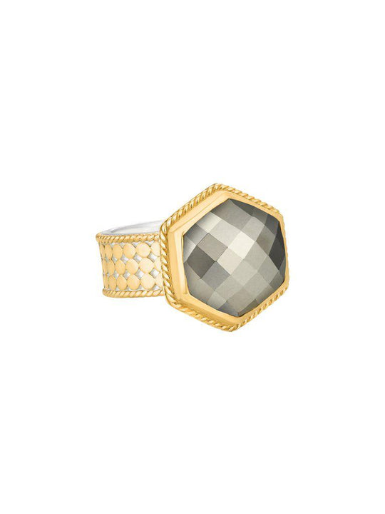Anna Beck Pyrite Hexagon Ring - Gold