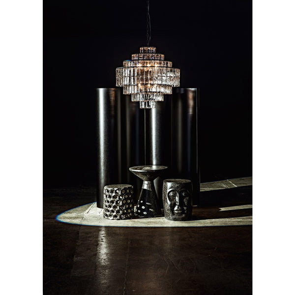 Pedestal Side Table, Black Fiber Cement-Noir Furniture-Blue Hand Home