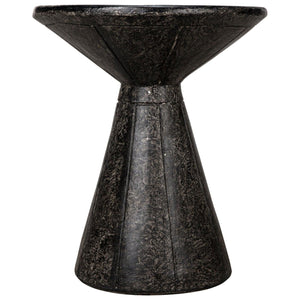 Pedestal Side Table, Black Fiber Cement-Noir Furniture-Blue Hand Home