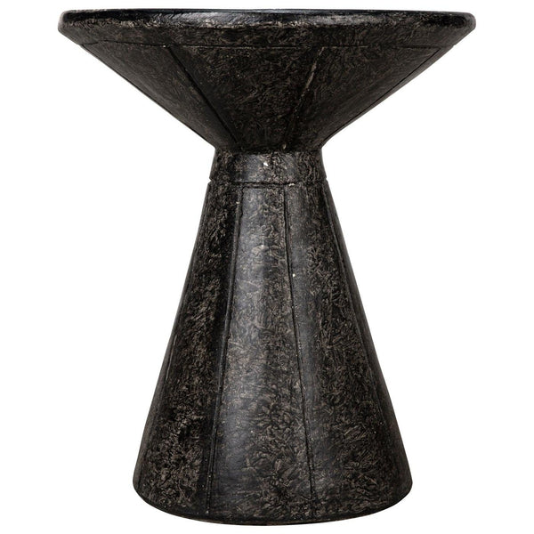 Pedestal Side Table, Black Fiber Cement-Noir Furniture-Blue Hand Home