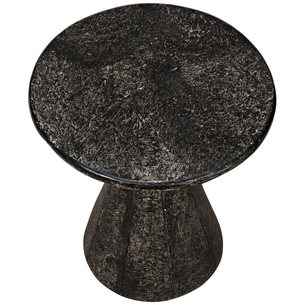 Pedestal Side Table, Black Fiber Cement-Noir Furniture-Blue Hand Home