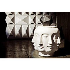 Multi-Face Stool, White Fiber Cement