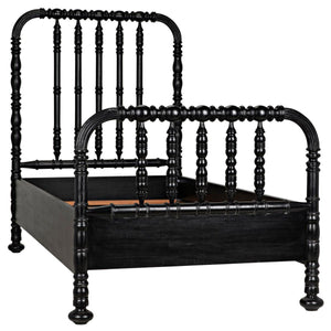 Noir Bachelor Bed, Hand Rubbed Black-Noir Furniture-Blue Hand Home