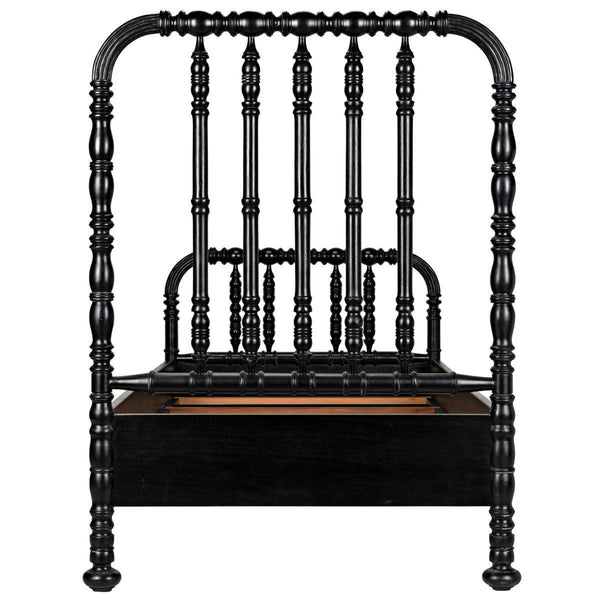 Noir Bachelor Bed, Hand Rubbed Black-Noir Furniture-Blue Hand Home