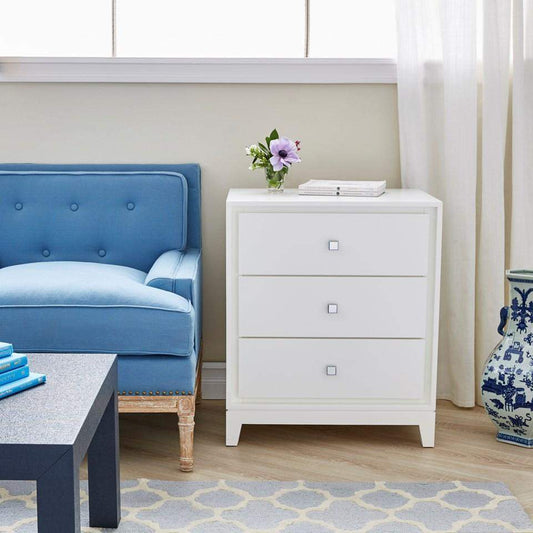 Villa & House - Bergamo 3-Drawer Side Table In White-Bungalow 5-Blue Hand Home