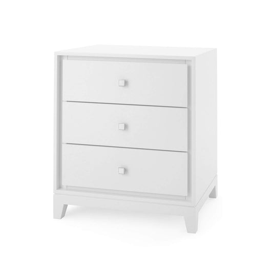 Villa & House - Bergamo 3-Drawer Side Table In White-Bungalow 5-Blue Hand Home