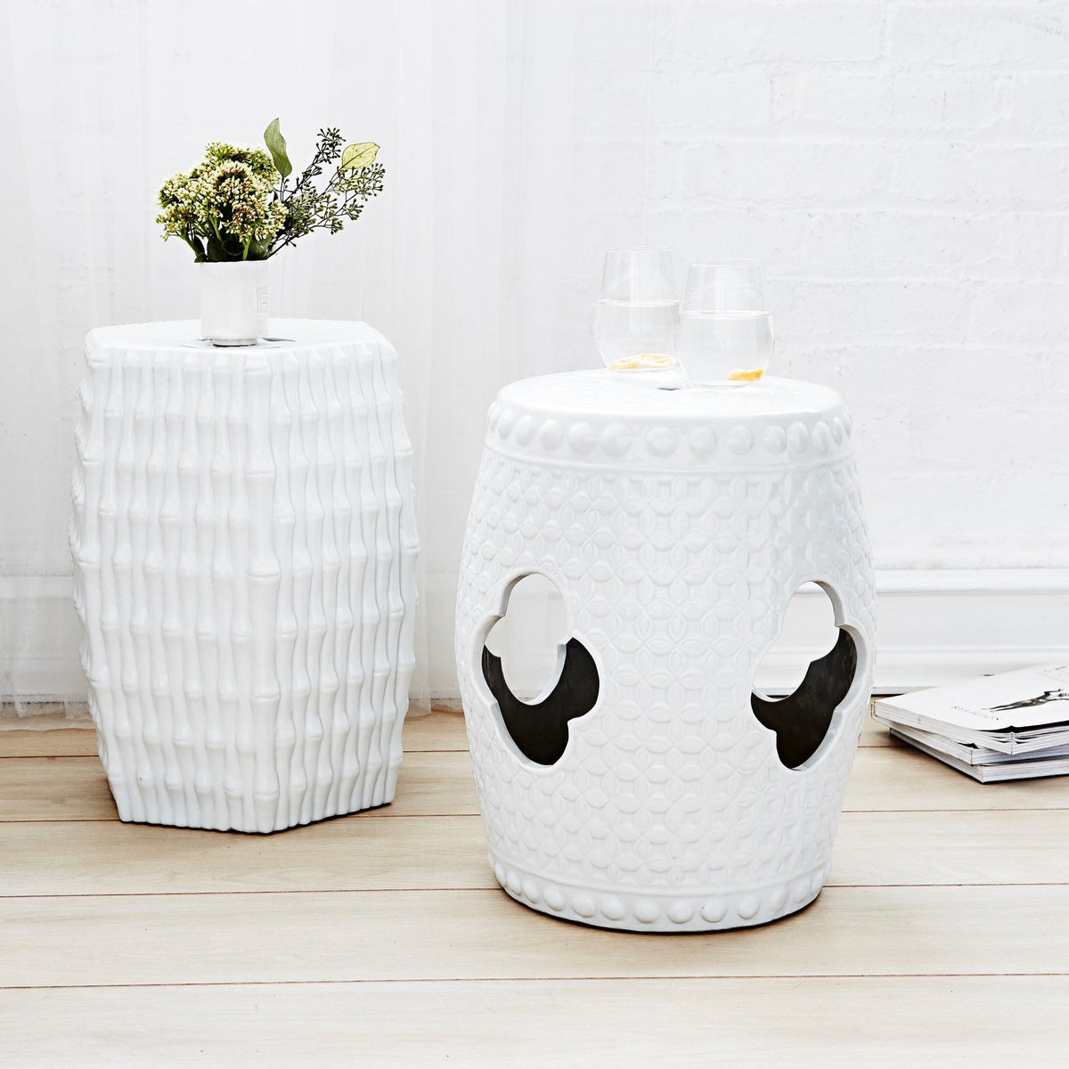 Villa &amp; House - Burma Stool/ Side Table, White-Bungalow 5-Blue Hand Home