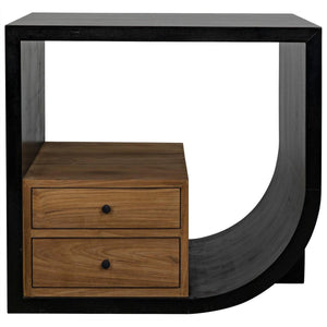 Noir Furniture Burton Side Table, Right, Hand Rubbed Black and Teak-Noir Furniture-Blue Hand Home