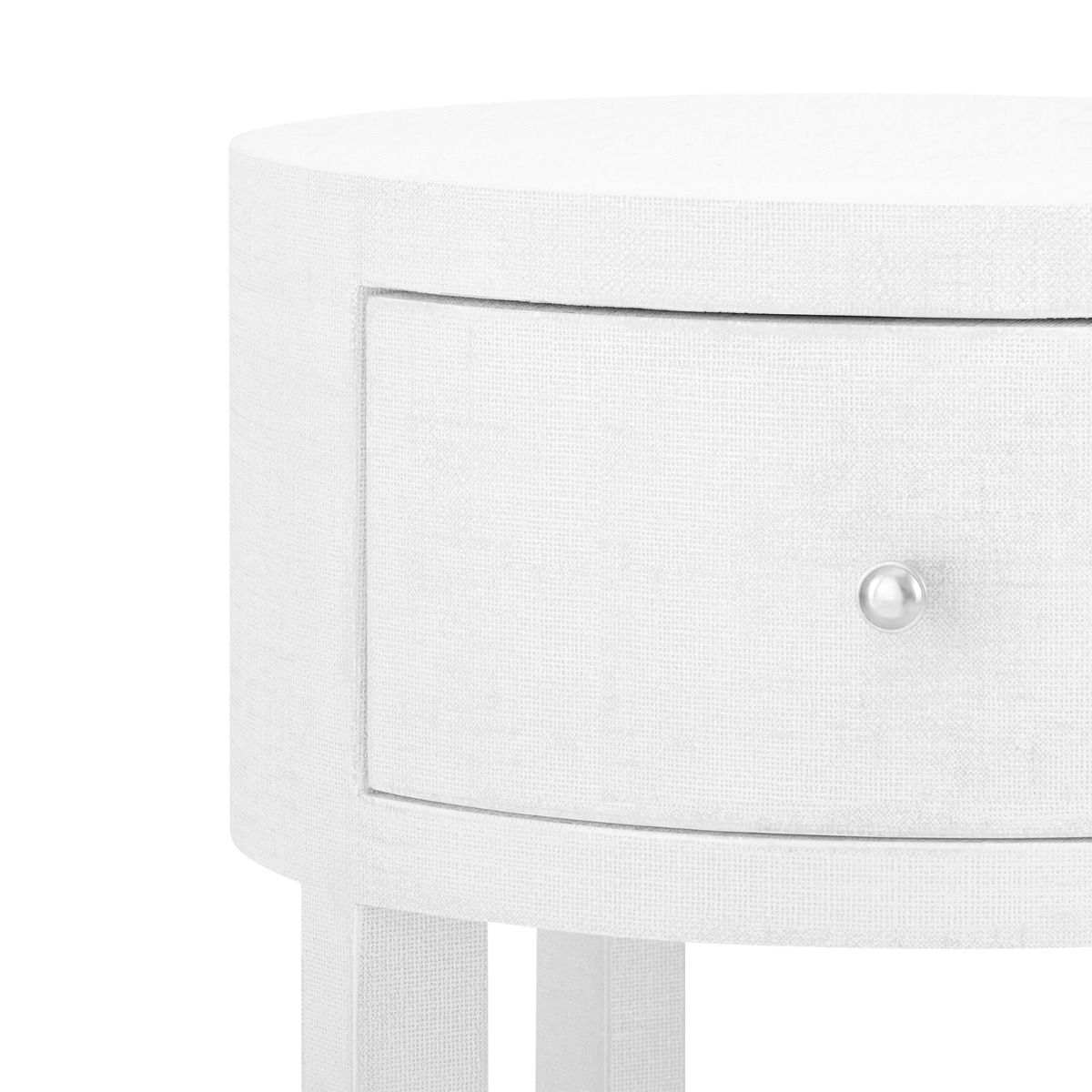 Villa & House - Claudette 1-drawer Round Side Table, White And Nickel-Bungalow 5-Blue Hand Home