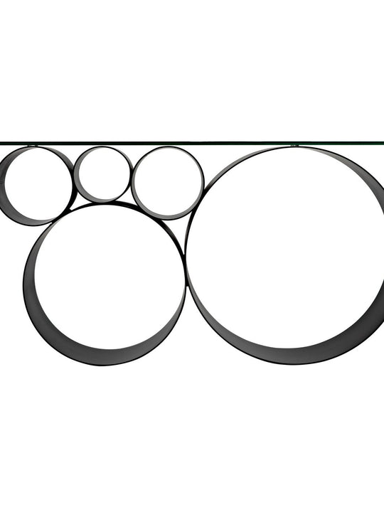Roger Console. Steel Base, Glass Top
