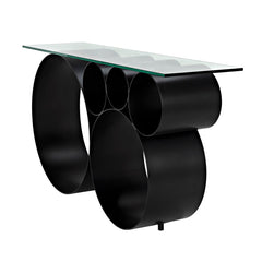 Roger Console. Steel Base, Glass Top-CFC Furniture-Blue Hand Home