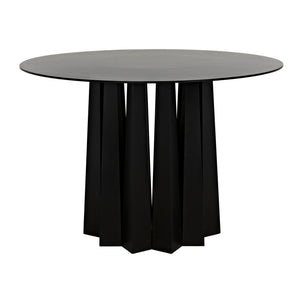 Noir Column Dining Table, Black Steel-Noir Furniture-Blue Hand Home