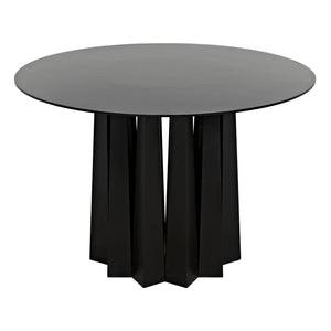 Noir Column Dining Table, Black Steel-Noir Furniture-Blue Hand Home