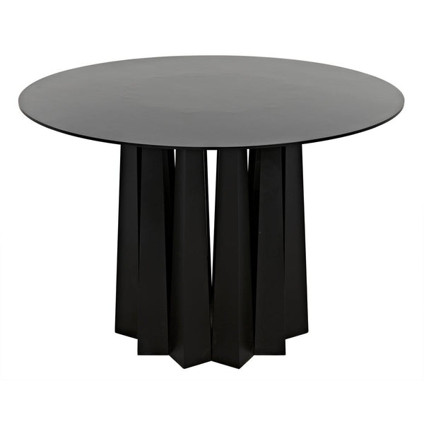 Noir Column Dining Table, Black Steel-Noir Furniture-Blue Hand Home