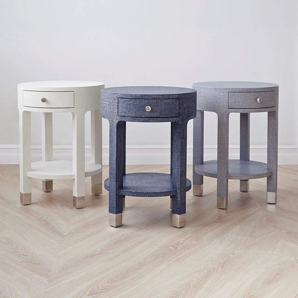 Villa & House - Dakota 1-Drawer Round Side Table In White-Bungalow 5-Blue Hand Home
