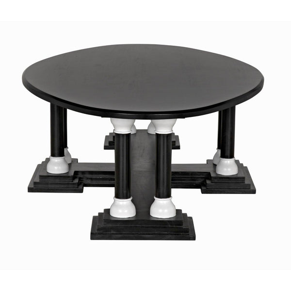 Noir Desoto Coffee Table, Hand Rubbed Black and Solid White-Noir Furniture-Blue Hand Home