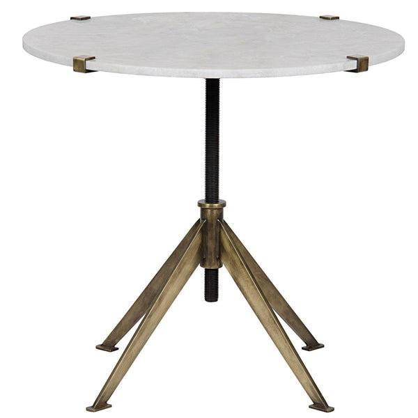 Noir Furniture Edith Adjustable Side Table, Large, Antique Brass, Metal and Quartz-Noir Furniture-Blue Hand Home