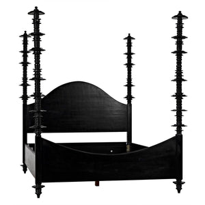Ferret Bed, Queen, Hand Rubbed Black-Noir Furniture-Blue Hand Home
