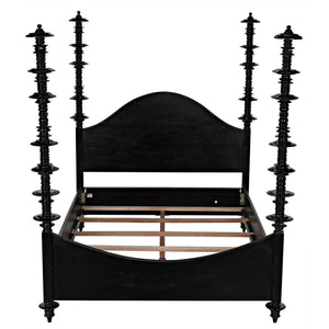 Ferret Bed, Queen, Hand Rubbed Black-Noir Furniture-Blue Hand Home