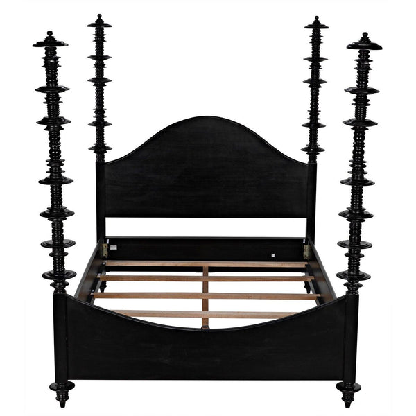 Ferret Bed, Queen, Hand Rubbed Black-Noir Furniture-Blue Hand Home