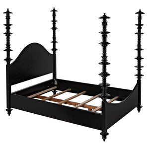 Ferret Bed, Queen, Hand Rubbed Black-Noir Furniture-Blue Hand Home