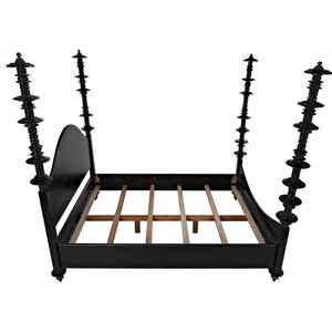 Ferret Bed, Queen, Hand Rubbed Black-Noir Furniture-Blue Hand Home