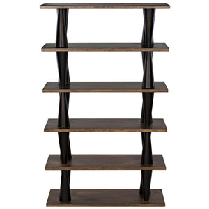 Noir Mood Bookcase, Ebony and Dark Walnut-Noir Furniture-Blue Hand Home