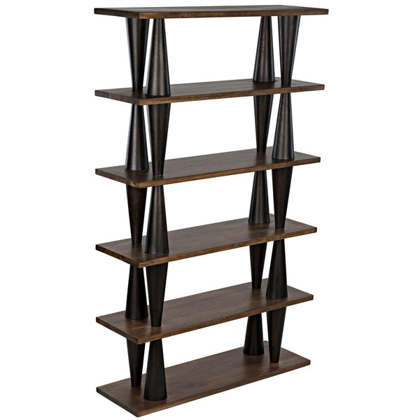 Noir Mood Bookcase, Ebony and Dark Walnut-Noir Furniture-Blue Hand Home