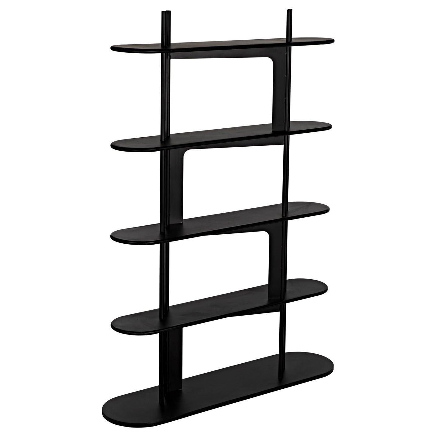 Noir Ochoa Bookcase, Black Steel-Noir Furniture-Blue Hand Home