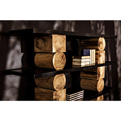 Noir Rabban Bookcase, Hand Rubbed Black/Natural-Noir Furniture-Blue Hand Home