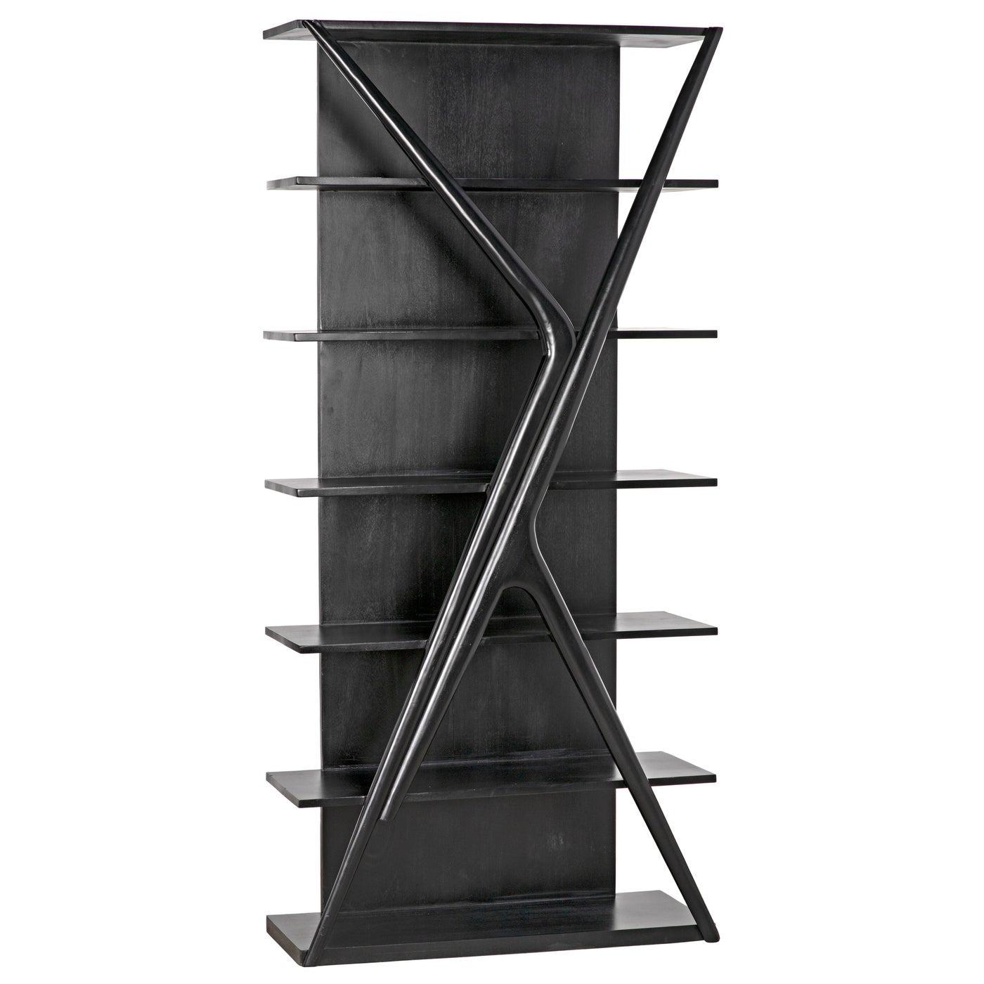 Noir Vetra Bookcase, Hand Rubbed Black-Noir Furniture-Blue Hand Home