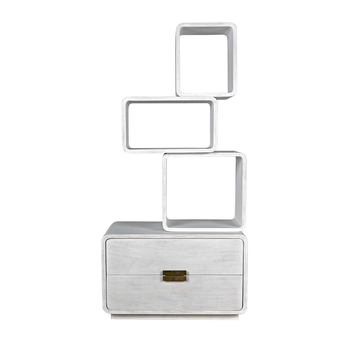 Noir Belini Bookcase, White Wash-Noir Furniture-Blue Hand Home
