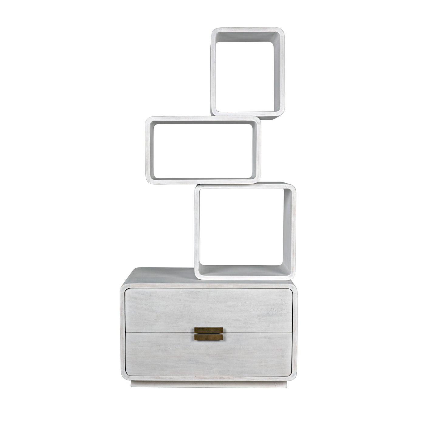 Noir Belini Bookcase, White Wash-Noir Furniture-Blue Hand Home