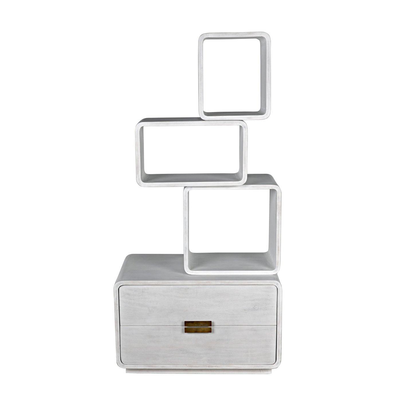 Noir Belini Bookcase, White Wash-Noir Furniture-Blue Hand Home