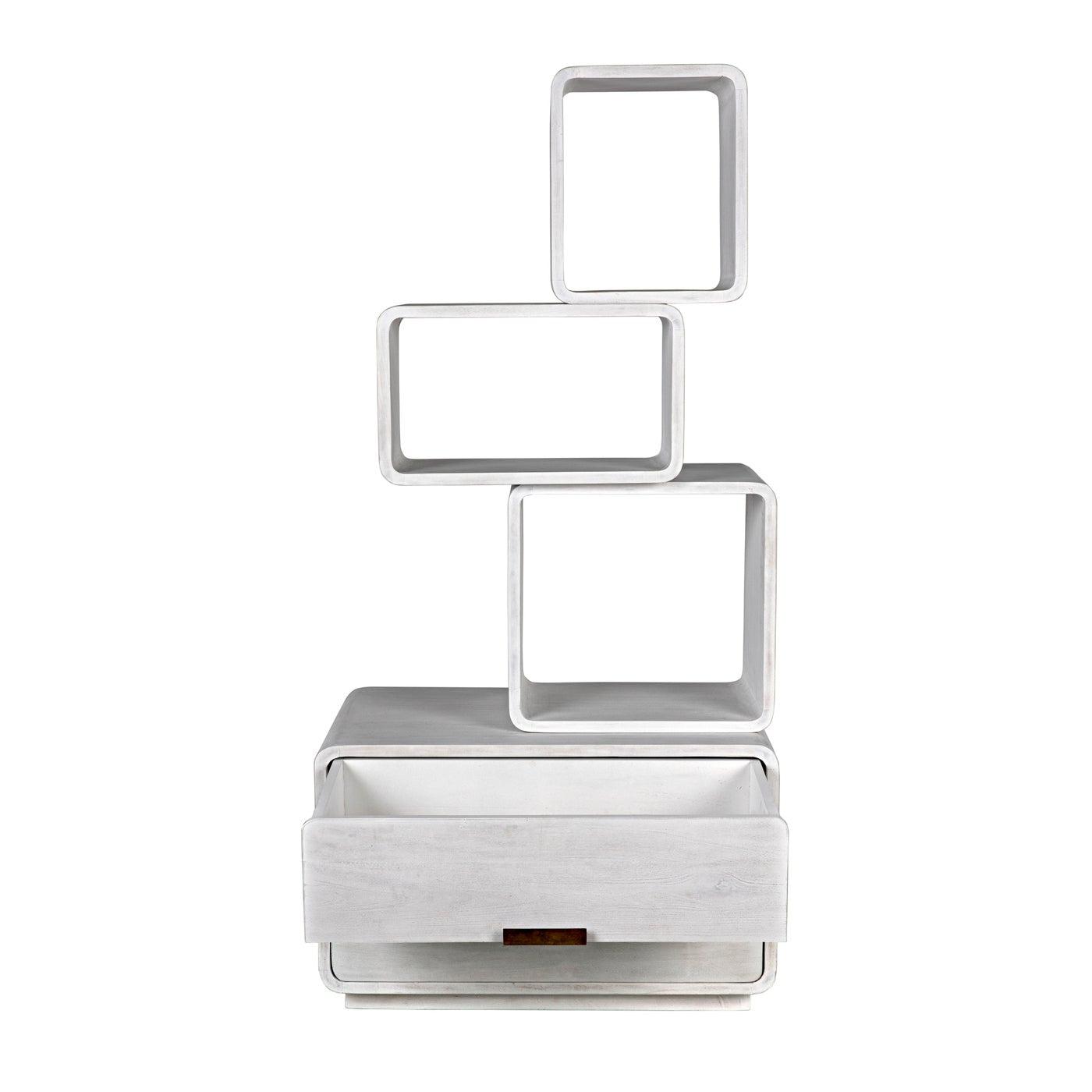 Noir Belini Bookcase, White Wash-Noir Furniture-Blue Hand Home