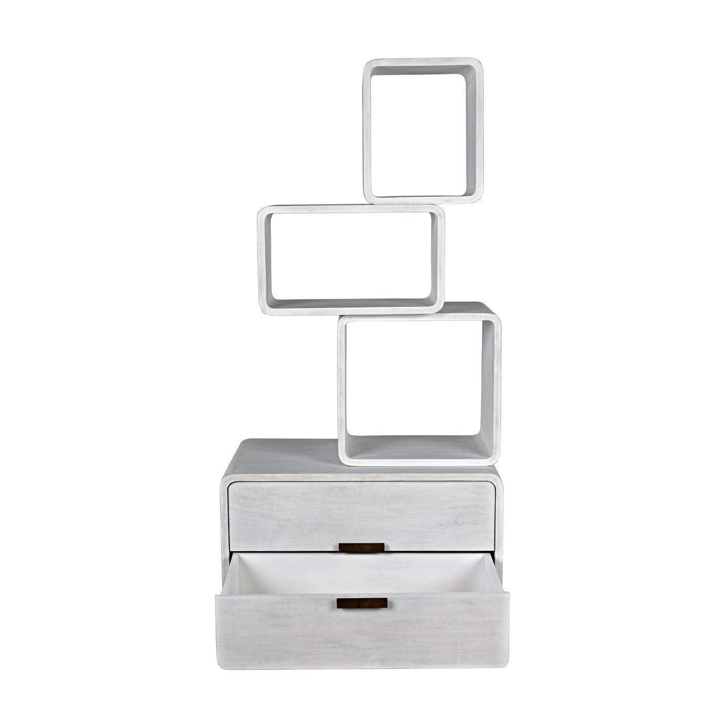 Noir Belini Bookcase, White Wash-Noir Furniture-Blue Hand Home