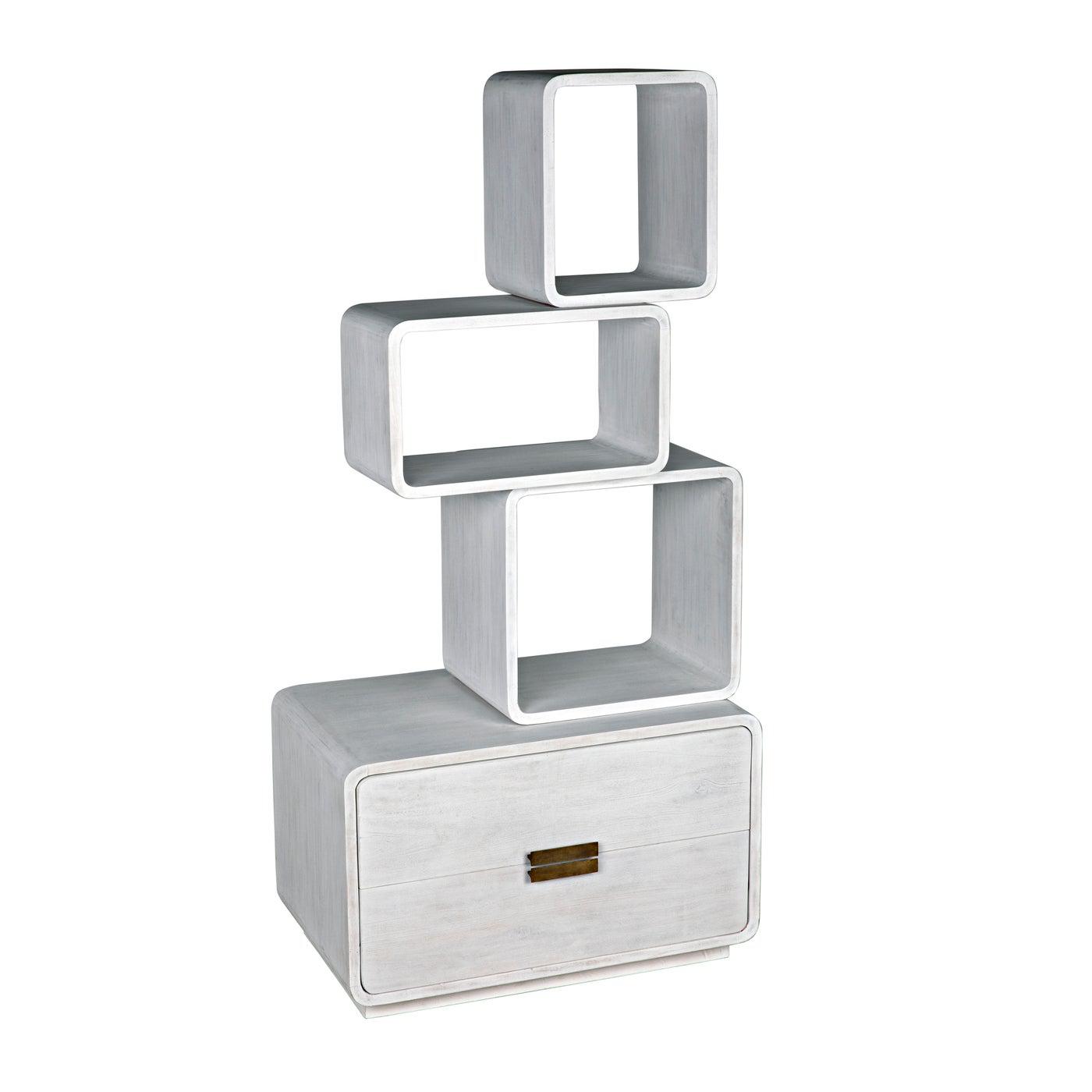 Noir Belini Bookcase, White Wash-Noir Furniture-Blue Hand Home