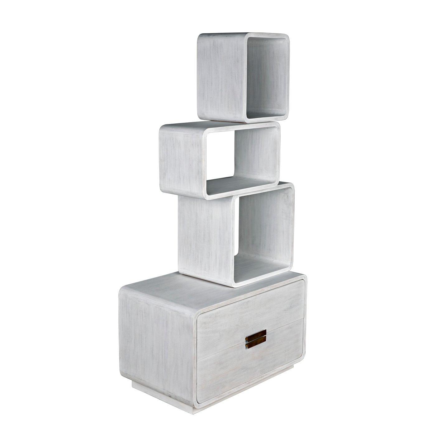 Noir Belini Bookcase, White Wash-Noir Furniture-Blue Hand Home