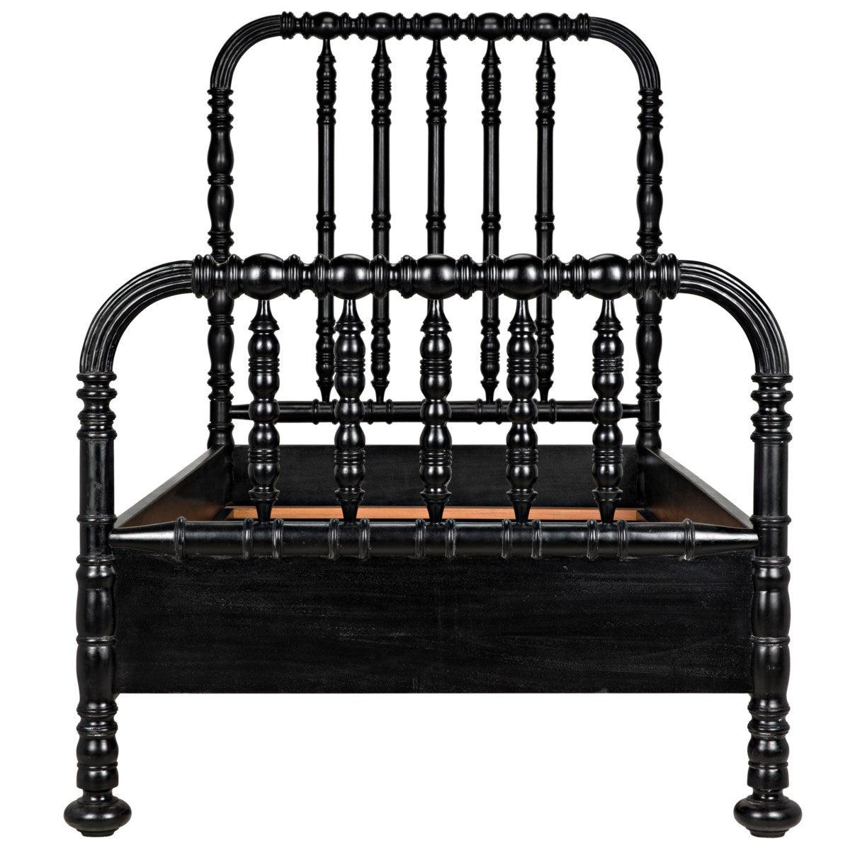 Noir Bachelor Bed, Hand Rubbed Black-Noir Furniture-Blue Hand Home