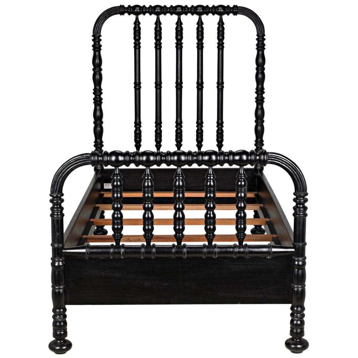 Noir Bachelor Bed, Hand Rubbed Black-Noir Furniture-Blue Hand Home