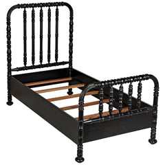 Noir Bachelor Bed, Hand Rubbed Black-Noir Furniture-Blue Hand Home