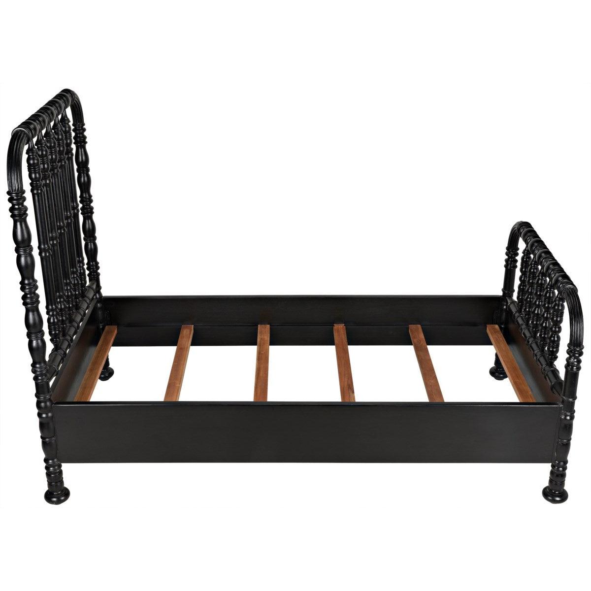 Noir Bachelor Bed, Hand Rubbed Black-Noir Furniture-Blue Hand Home