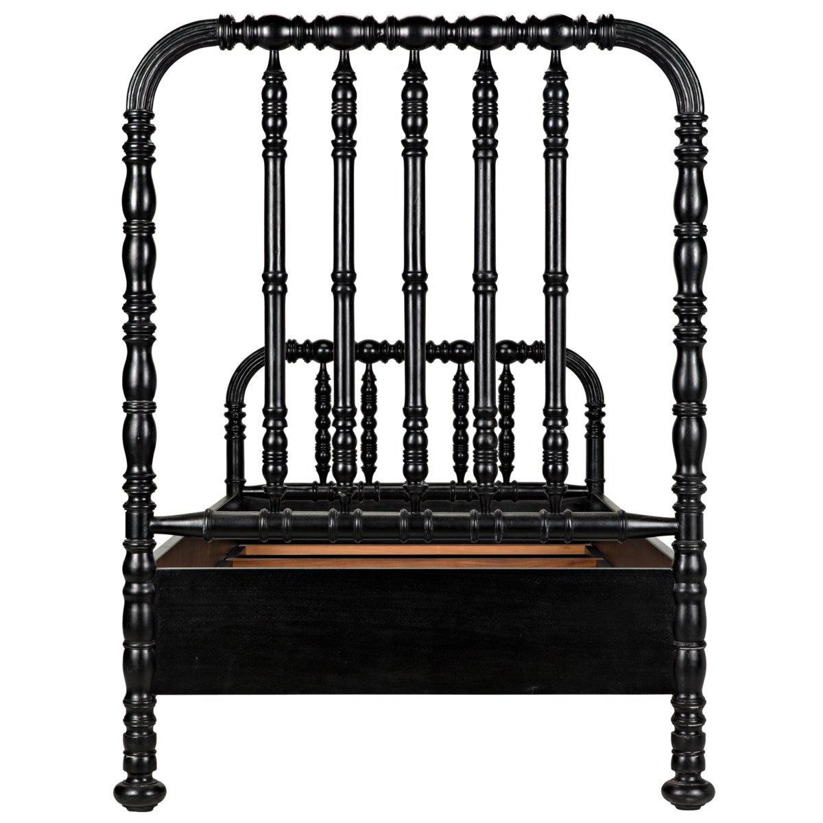 Noir Bachelor Bed, Hand Rubbed Black-Noir Furniture-Blue Hand Home