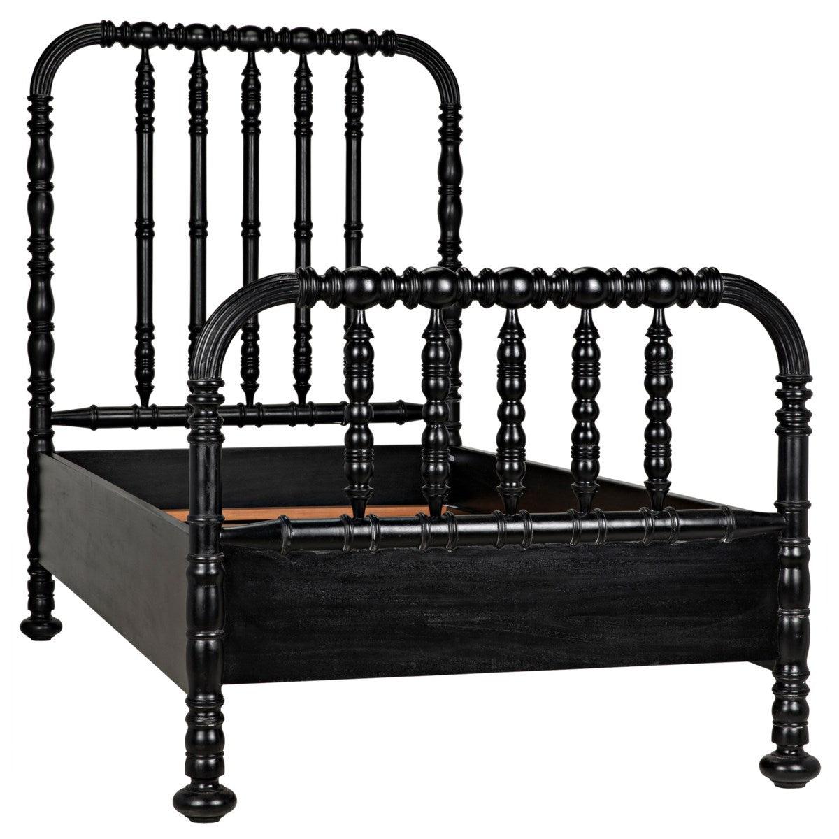 Noir Bachelor Bed, Hand Rubbed Black-Noir Furniture-Blue Hand Home