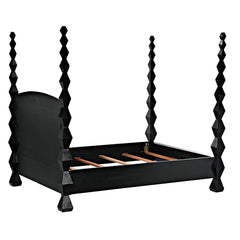 Noir Brancusi Bed, Queen, Hand Rubbed Black-Noir Furniture-Blue Hand Home