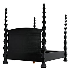 Noir Brancusi Bed, Queen, Hand Rubbed Black-Noir Furniture-Blue Hand Home